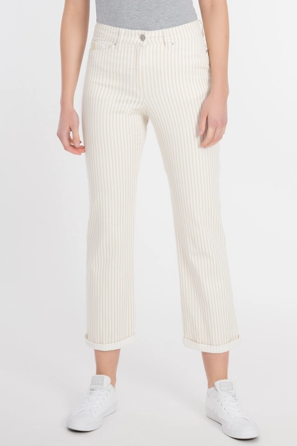 Recover Pants Frieda, Straght-Fit Hose in STREIFEN ECRU/ BEIGE Artikelnummer REC-13395-4149-202