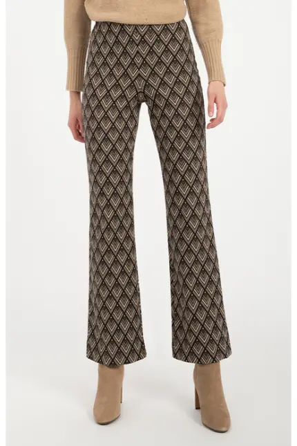 Recover Pants Jacquard-Strickhose Jasmin in SCHWARZ/ BRAUN/ BEIGE Artikelnummer REC-13409-4322-962